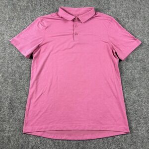 Lululemon Polo Shirt Mens Large Pink Performance Golf Athletic Casual Top